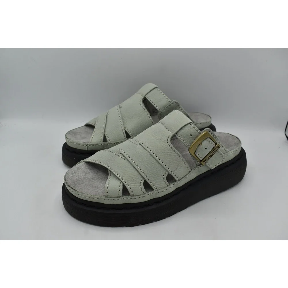Dr. Martens Maxxy Slide Women 9 Sage Green Platform Fisherman Sandals NWB